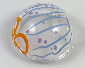 61287pb007 - Cylinder Hemisphere 2 x 2 with Cutout with Blue Lines and Purple Dots Jelly Mask Pattern