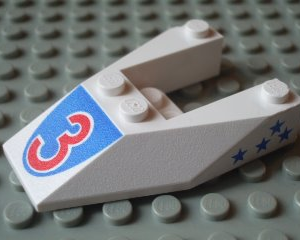6153apb05 - Wedge 6 x 4 Cutout without Stud Notches with Red Number 3 Print & Blue Stars Pattern on Both Sides (Stickers) - Set 6517