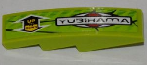 61678pb031L - Slope, Curved 4 x 1 with 'YUBIHAMA' and Double Arrow with 'UP N DOWN' Pattern Model Left Side (Sticker) - Set 8231
