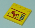 6179pb017 - Tile, Modified 4 x 4 with Studs on Edge with Red Bicycle and Lines, Blue Wrench and Screwdriver Pattern (Sticker) - Set 7641