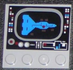 6179pb071 - Tile, Modified 4 x 4 with Studs on Edge with Starship on Screen and Controls Pattern (Sticker) - Set 7964