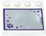6179pb107 - Tile, Modified 4 x 4 with Studs on Edge with Mirror with Dark Purple Paw Print and Stars on Mirrored Background Pattern (Sticker) - Set 41114