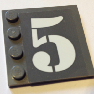 6179pb149R - Tile, Modified 4 x 4 with Studs on Edge with White Number 5 Pattern Model Right Side (Sticker) - Set 60125