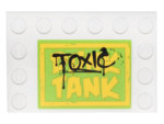 6180pb095 - Tile, Modified 4 x 6 with Studs on Edges with Black 'TOXIC' Graffiti over Yellow 'DUNK TANK' Pattern (Sticker) - Set 76035