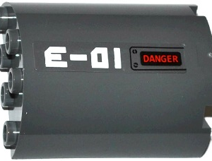 6259pb026L - Cylinder Half 2 x 4 x 4 with 'E-01' and 'DANGER' Pattern Model Left Side (Sticker) - Set 60092