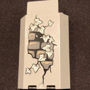 87421pb017a - Panel 3 x 3 x 6 Corner Wall without Bottom Indentations with Bricks, 11 White Ivy Leaves and White Eyes Looking Left Pattern, Glow in the Dark (Sticker) - Set 9468