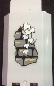 87421pb018a - Panel 3 x 3 x 6 Corner Wall without Bottom Indentations with Bricks and 7 White Ivy Leaves, Glow in the Dark Pattern (Sticker) - Set 9468