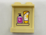 87552pb043 - Panel 1 x 2 x 2 with Side Supports - Hollow Studs with Dark Pink Liquid Soap and Sunscreen Bottle on Inside Pattern (Sticker) - Set 41313