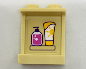 87552pb043 - Panel 1 x 2 x 2 with Side Supports - Hollow Studs with Dark Pink Liquid Soap and Sunscreen Bottle on Inside Pattern (Sticker) - Set 41313