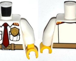 973pb1304c01 - Torso Fire Chief Shirt with Tie, Fire Logo Badge and Belt Pattern / White Arms / Yellow Hands