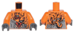 973pb2614c01 - Torso Ninjago Armor with Rivets, Clock and 4 Orange Snakes with Red Eyes and White Fangs Pattern / Orange Arms / Dark Bluish Gray Hands