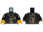 973pb3033c01 - Torso Ninjago Robe with Gold Frog Clasps, Gold Sensei Wu Emblem Front and Gold Dragon Back Pattern / Black Arms / Yellow Hands