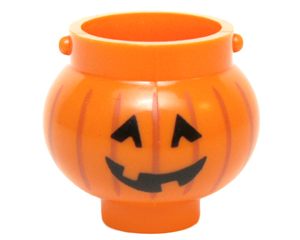 98374pb02 - Minifigure, Utensil Pot Small with Handle Holders and Pumpkin Jack O' Lantern with Angular Eyes Pattern
