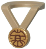 99250pb02 - Minifigure Neck Medal with Gold Medallion and Dark Brown Lines Pattern