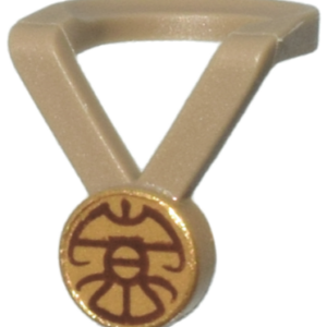 99250pb02 - Minifigure Neck Medal with Gold Medallion and Dark Brown Lines Pattern