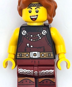idea167 - Viking Blacksmith - Female, Dark Red Overalls, Dark Red Legs with Trim, Dark Orange Hair