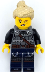 idea170 - Viking Shield-Maiden - Dark Bluish Gray and Silver Armor, Dark Blue Legs with Trim, Tan Hair