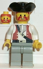 pi053 - Pirate Brown Vest Ascot, Light Gray Legs, Black Pirate Triangle Hat