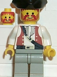 pi053 - Pirate Brown Vest Ascot, Light Gray Legs, Black Pirate Triangle Hat