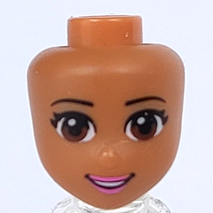 12760 - Mini Doll, Head Friends with Brown Eyes, Eyelashes, Bright Pink Lips and Open Mouth Pattern