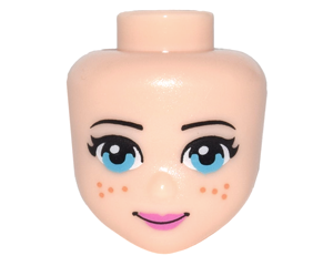 19695 - Mini Doll, Head Friends with Medium Azure Eyes, Dark Orange Freckles, Dark Pink Lips and Closed Mouth Pattern