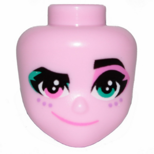 44348 - Mini Doll, Head Friends with Left Eye Turquoise, Right Eye Pink, Raised Left Eyebrow, Freckles and Crooked Smile Pattern (Sweet Mayhem)