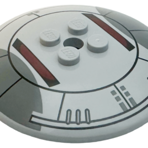 44375bpb24 - Dish 6 x 6 Inverted (Radar) - Solid Studs with SW Sith Infiltrator Cockpit with Dark Bluish Gray and Dark Red Shapes and Black Lines and Ovals Pattern
