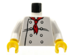 973px4c01 - Torso Chef with 8 Buttons, Long Red Neckerchief, Black Wrinkles Pattern / White Arms / Yellow Hands