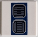 3068pb2461 - Tile 2 x 2 with Dark Silver SW R2-D2 Astromech Droid Vents on Dark Blue Rectangle Pattern