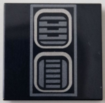 3068pb2462 - Tile 2 x 2 with Dark Silver SW R2-D2 Astromech Droid Vents with Rectangle Border Pattern