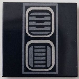3068pb2462 - Tile 2 x 2 with Dark Silver SW R2-D2 Astromech Droid Vents with Rectangle Border Pattern