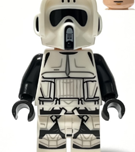 sw1265 - Imperial Scout Trooper - Male, Dual Molded Helmet, Light Nougat Head, Dark Brown Eyebrows, Frown