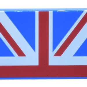 26603pb241 - Tile 2 x 3 with Red, Blue, and White Union Jack Flag Half Pattern