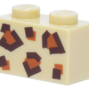 3004pb270 - Brick 1 x 2 with Dark Brown and Dark Orange Animal Print Pattern