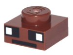 3024pb009 - Plate 1 x 1 with White and Black Squares and Black Line Pattern (Minecraft Bat Eyes and Mouth)