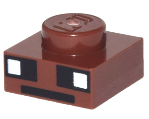 3024pb009 - Plate 1 x 1 with White and Black Squares and Black Line Pattern (Minecraft Bat Eyes and Mouth)
