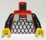 973p41c01 - Torso Castle Silver Scale Mail Armor Pattern / Black Arms / Yellow Hands