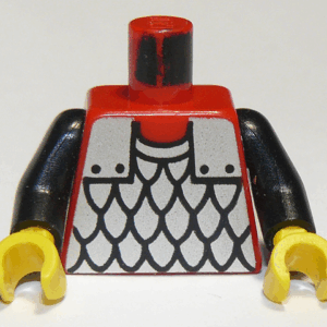 973p41c01 - Torso Castle Silver Scale Mail Armor Pattern / Black Arms / Yellow Hands