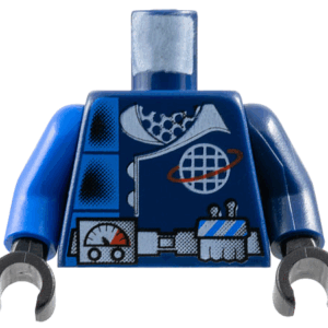 973pb0121c01 - Torso Jacket with Blue Panels, White Collar and Alpha Team Wire Frame Globe Logo, Utility Belt with Gauge Pattern / Dark Blue Arm Left / Blue Arm Right / Black Hands