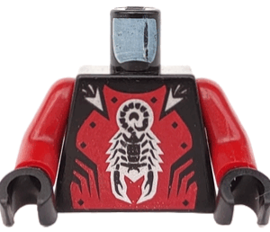 973pb0347c01 - Torso Castle Knights Kingdom II with Scorpion Pattern / Dark Red Arms / Black Hands