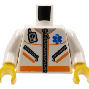 973px500c01 - Torso Hospital EMT Star of Life, Zipper, Zippered Pockets, Radio Pattern / White Arms / Yellow Hands