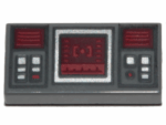 3069pb0777 - Tile 1 x 2 with SW Dark Red Target Screen, Dark Red and Silver Buttons Pattern