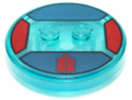 18605c01pb07 - Dimensions Toy Tag 4 x 4 x 2/3 with 2 Studs and Trans-Light Blue Bottom with Stylized Red 'DW' on Dark Blue Background Pattern (The Doctor)