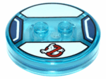 18605c01pb35 - Dimensions Toy Tag 4 x 4 x 2/3 with 2 Studs and Trans-Light Blue Bottom with Ghostbusters Logo on White Background Pattern (Stay Puft Bibendum Chamallow)