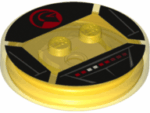 18605c02pb01 - Dimensions Toy Tag 4 x 4 x 2/3 with 2 Studs and Trans-Orange Bottom with Red and White Light Panel and Knight Industries Logo on Black Background Pattern (Michael Knight)