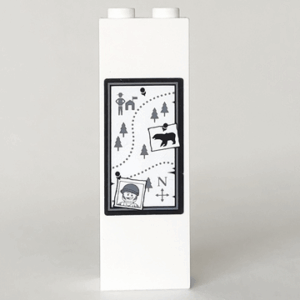 2454pb064 - Brick 1 x 2 x 5 with Map and Pinned Photographs Pattern (Sticker) - Set 4440