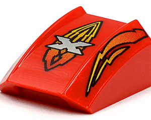 30602pb002 - Slope, Curved 2 x 2 Lip with Island Xtreme Stunts Logo and Flames Pattern