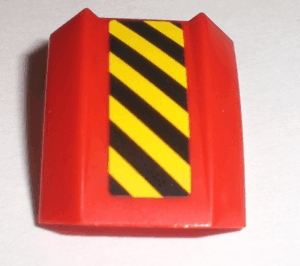 30602pb036L - Slope, Curved 2 x 2 Lip with Black and Yellow Danger Stripes Pattern Left (Sticker) - Set 7733