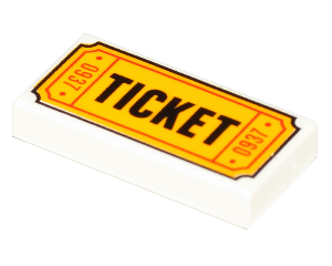 3069pb0584 - Tile 1 x 2 with 'TICKET' and '0937' Pattern