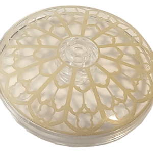 35394pb009 - Dish 4 x 4 Inverted (Radar) with Open Stud with Tan Rose Window Pattern